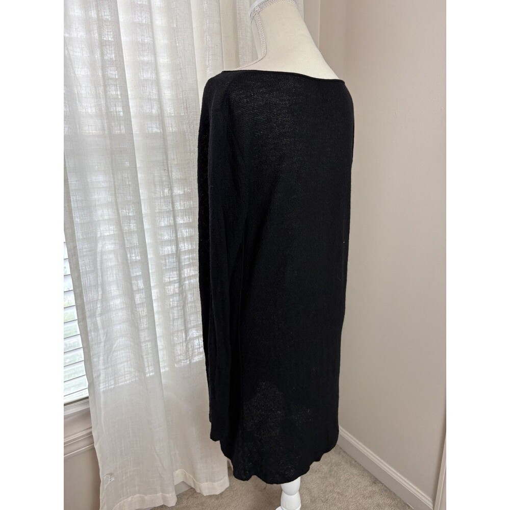 Eileen Fisher Lightweight Open Knit Wool Tunic Sweater Boat Neck Sheer 103 - Picture 6 of 9